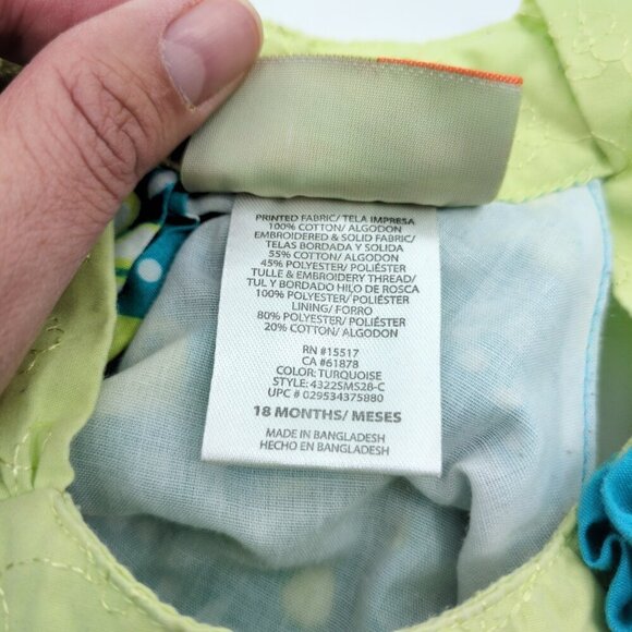 Penelope Mack Sun Dress‎ 18 Mos Cotton Heart Green and Blue Family Photo Church - Picture 7 of 8